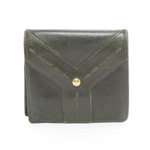 YVES SAINT LAURENT イヴサンローラン 二つ折り札入れ コンパクトウォレット ミニ財布 レザー レディース グリーン