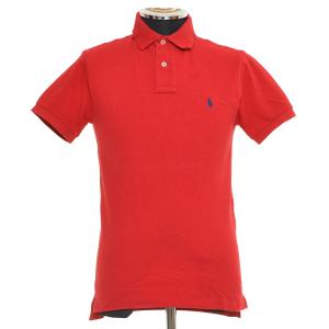 〇474405 POLO by RALPH LAUREN ポロバイラルフローレン ○半袖 ポロシャツ スリムフィット 鹿の子 ピケ サイズS メンズ レッド｜ecoikawadani