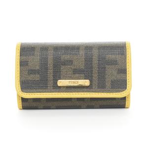 FENDI フェンディ 6連キーケース ズッカ柄PVCレザー レディース ブラウン イエロー｜ecoikawadani