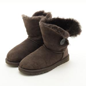 □540641 UGG Australia アグ オーストラリア ○ムートンブーツ BAILEY BUTTON ベイリーボタン 5803 サイズUS6/23.0cm レディース ブラウン