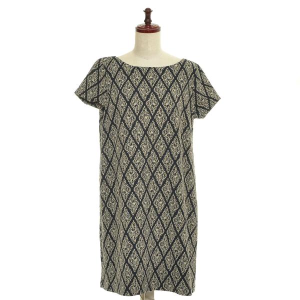 □553077 ZARA ザラ ○ミディワンピース ダマスク柄ジャガードOP サイズM ラメ糸遣い ...