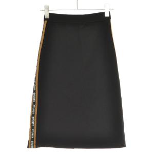 ■565246 STUSSY ステューシー ●ミディスカート ロゴサイドライン ジャージータイトスカート サイズS レディース ブラック