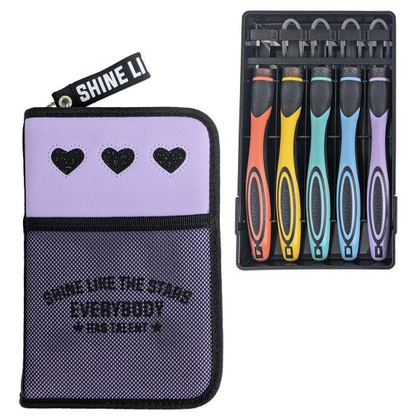 彫刻刀セット　シャインスターズ　２WAY GRIP彫刻刀 安全ガード付き　義春刃物　よしはる 小学校...