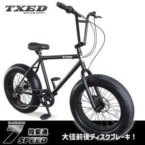 【送料無料】ファットバイク ビーチクルーザー 自転車 20インチ 前後ディスクブレーキ シマノ7段変速 BMXスタイル｜ECOLIFE