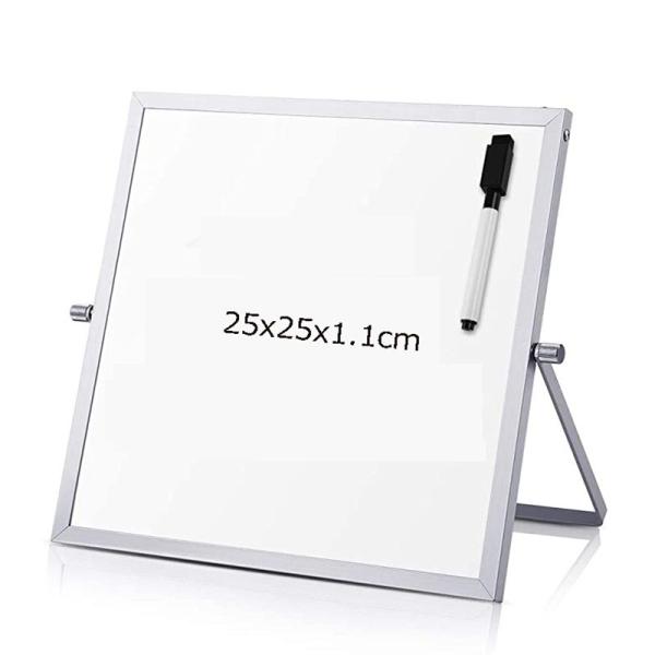 ホワイトボード 卓上 自立 25×25CM Whiteboard magnetic 自立式 両面 メ...