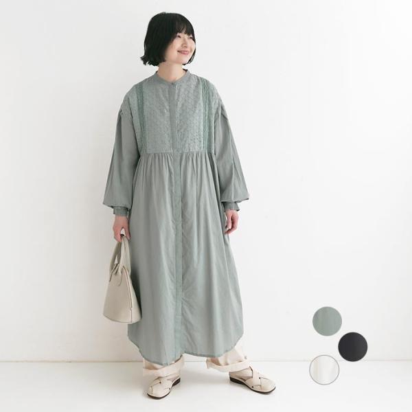 新作早割P5倍 ワンピース 長袖 レディース コットン刺繍 綿100％ 春 秋 30代 40代 50...