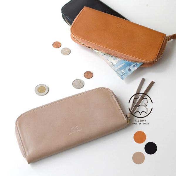 日本製 本牛革 TIDEWAY ROUND WALLET L ラウンドファスナー 長財布 レディース...