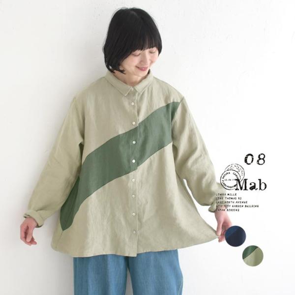 新作早割P5倍 ブラウス 9番手リネン 08Mab 麻100% 春 夏 30代 40代 50代 26...