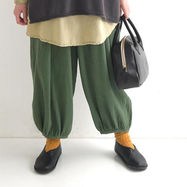 パンツ ワイド バルーン レディース コットンダブルガーゼ ゆったり 綿100％ 24AW0913,