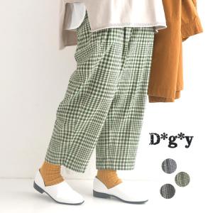 パンツ テーパード レディース チェック ゆったり 綿ビエラ D*g*y 綿100％ 大きいサイズ 24AW1011,