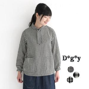 メール便送料無料 M〜4L プルオーバーシャツ ブラウス 長袖 レディース D*g*y dgy 綿オックス 綿100％ 大きいサイズ 24AW0904R,