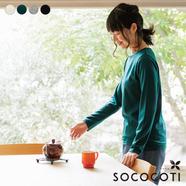 メール便送料無料 インナー 長袖 レディース 日本製 メリノウール カットソー あったか 洗える S...