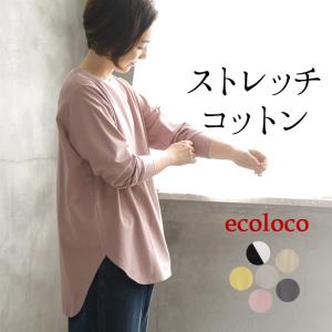 タイムセール20％OFF 返品交換不可 カットソー 長袖 レディース チュニック ストレッチコットン 大きいサイズ 25AW0822R,｜ecoloco