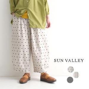 SUN VALLEY 綿麻 腰切替 バルーンパンツ ワイドパンツ ゆったり ウエストゴム コットンリネン 春 夏 30代 40代 50代 24SS0321, 母の日 ギフト｜ecoloco