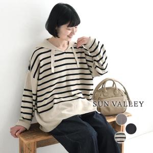 ニットセーター 長袖 レディース SUN VALLEY 総針編み 無地 ボーダー柄 セーラー襟 綿 25AW1017,｜ecoloco