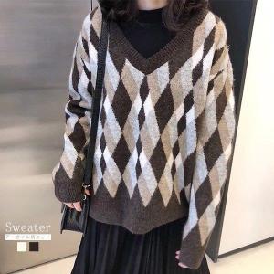 アーガイルニット レディースの商品一覧 通販 Yahoo ショッピング