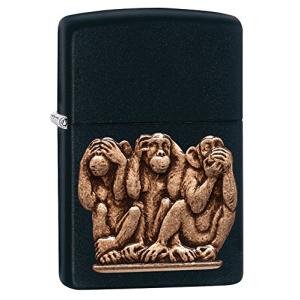 Zippo ジッポー ライター 見ざる聞かざる言わざる 三猿 アニマル 日本未発売 29409 ジッポ オイル ライター Black Matte Monkey import｜ecoma-store