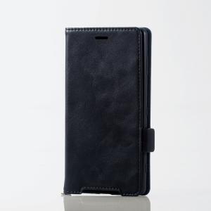Xperia XZ2 Premium(SOV38/SO-04K)用ソフトレザーカバー/磁石付/ブラック 手帳型ケース 黒