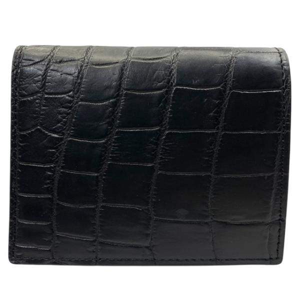 【未使用】財布 二つ折り財布 折財布 コンパクトウォレット ヘンローン社製 クロコダイル ブラック ...