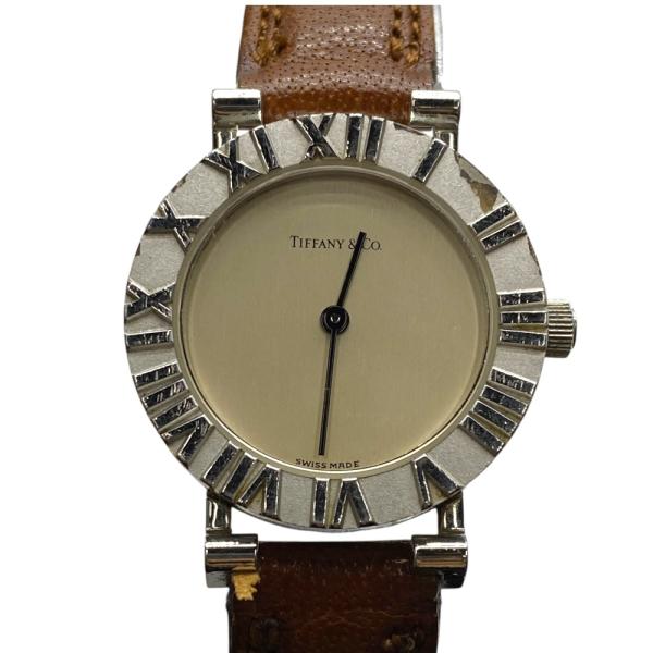 稼働品 ティファニー アトラス 腕時計 時計 クオーツ 日常生活防水 SV925 シルバー×ブラウン...