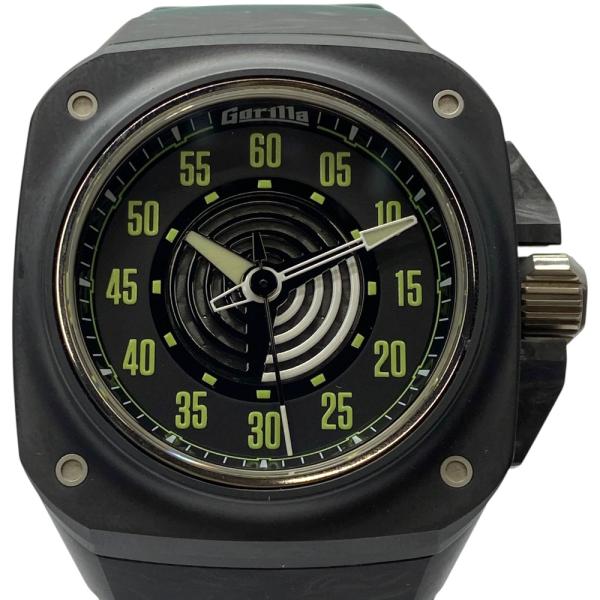 稼働品 ゴリラウォッチ 腕時計 時計 クオーツ ファストバック 自動巻 10気圧防水 カーボン/ラバ...