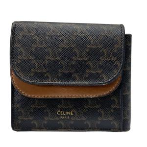 CELINE 二つ折り財布 CELINE セリーヌ 二つ折り財布 レザー グレージュ×ブルーグレー