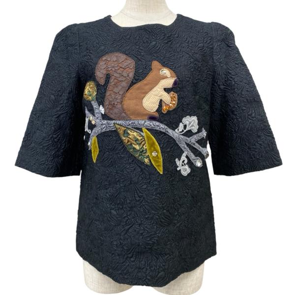 未使用 ドルチェ&amp;ガッバーナ ドルガバ DG 半袖Tシャツ トップス ジャガード リス ビジュー ブ...