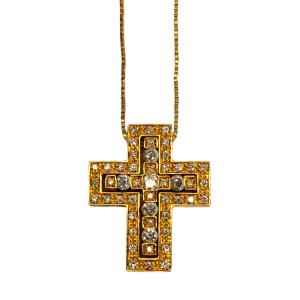 DAMIANI ダミアーニ クロス ダイヤネックレス K18WG 750 箱