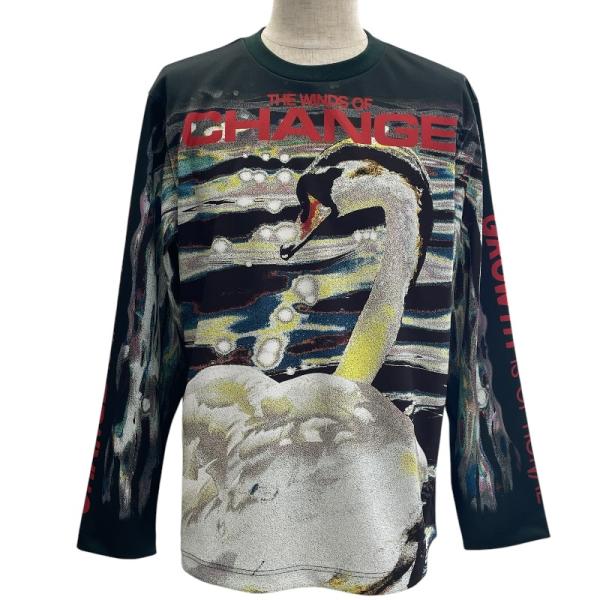 未使用 バーバリー スワン カットソー 長袖 Tシャツ トップス プリント ポリエステル ダークグリ...