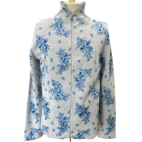 美品 ディオール シャツジャケット ジップアップ ジャケット トワルドジュイ風  ライトブルー ホワ...