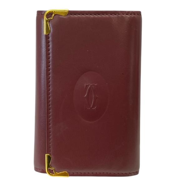 Cartier カルティエ マストライン 6連 キーケース コンパクト 小物 レザー ボルドー ゴー...
