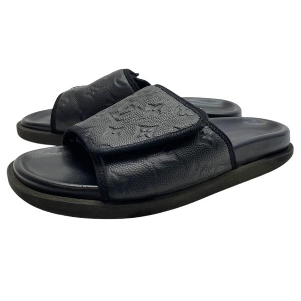 ルイヴィトン NBAコラボ マイアミ・ライン ミュール サンダル モノグラム レザー ブラック 黒 ...