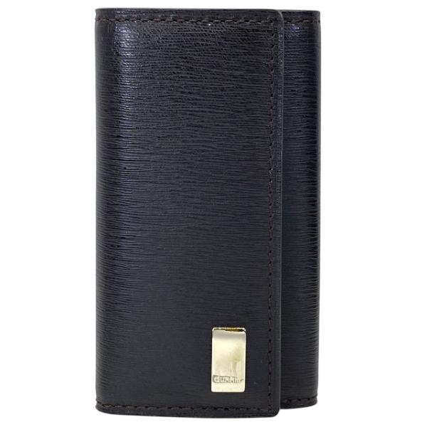Dunhill ダンヒル サイドカ― 4連 キーケース コンパクト 小物 ロゴプレート レザー ブラ...
