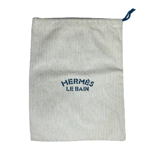 HERMES エルメス 小物 小物入れ LE BAIN 巾着 ポーチ ロゴ キャンバス ベージュ ネ...