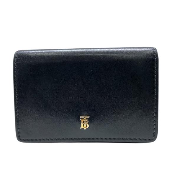 BURBERRY バーバリー 財布 三つ折り財布 TBロゴ コンパクトウォレット レザー ブラック ...