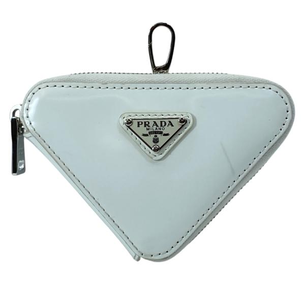 PRADA プラダ ポーチ コインケース 小銭入れ トライアングルロゴ 1TL433 レザー ホワイ...