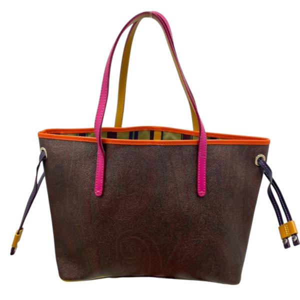ETRO エトロ トートバッグ ハンドバッグ ペイズリー柄 0B792 9310 キャンバス レザー...