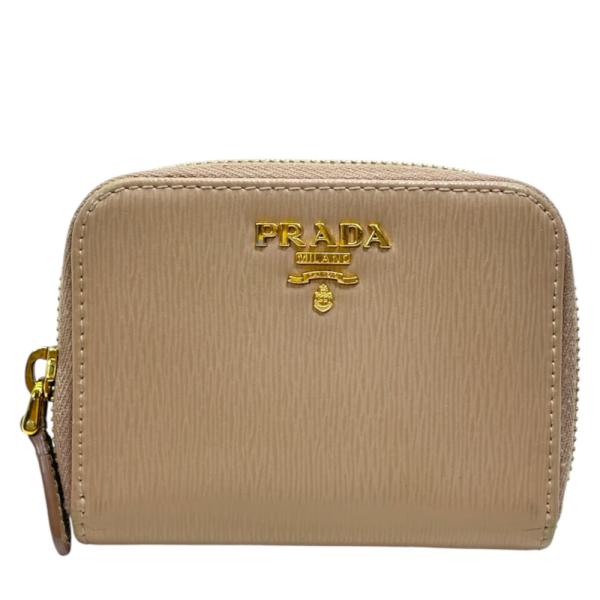 PRADA プラダ コインケース 小銭入れ ラウンドファスナー 1MM268 レザー ベージュ