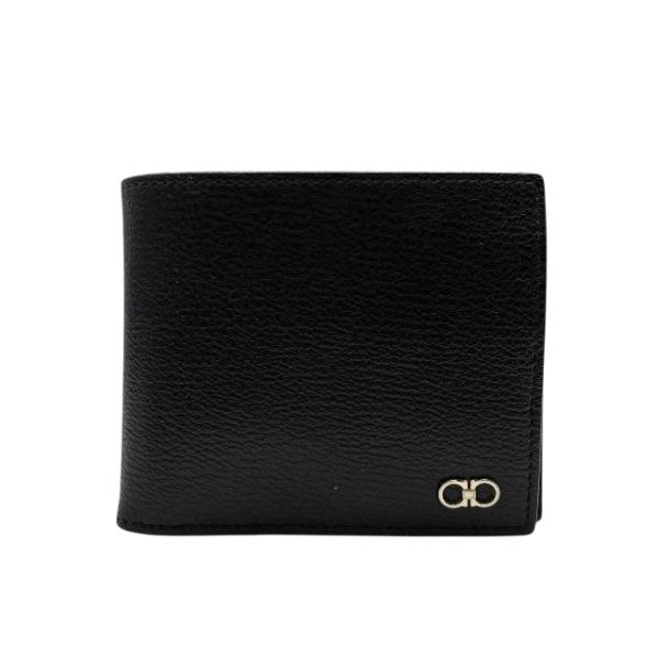 フェラガモ ガンチーニ 財布 二つ折り財布 小銭入れ 札入れ  ミニ財布 コンパクト レザー ブラッ...