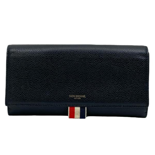 トムブラウン 財布 長財布 二つ折り財布 折財布 ロゴ レザー ブラック 黒 THOM BROWNE