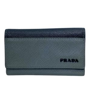 【極美品】PRADA プラダ 6連 キーケース コンパクト ロゴ レザー グレー PRADA（プラダ） M222A 6連 キーケース コンパクト トライアングルロゴ