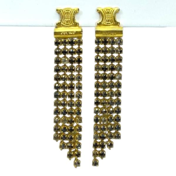 CELINE セリーヌ イヤリング アクセサリー 小物 フリンジ トリオンフ ロゴ GP ラインスト...