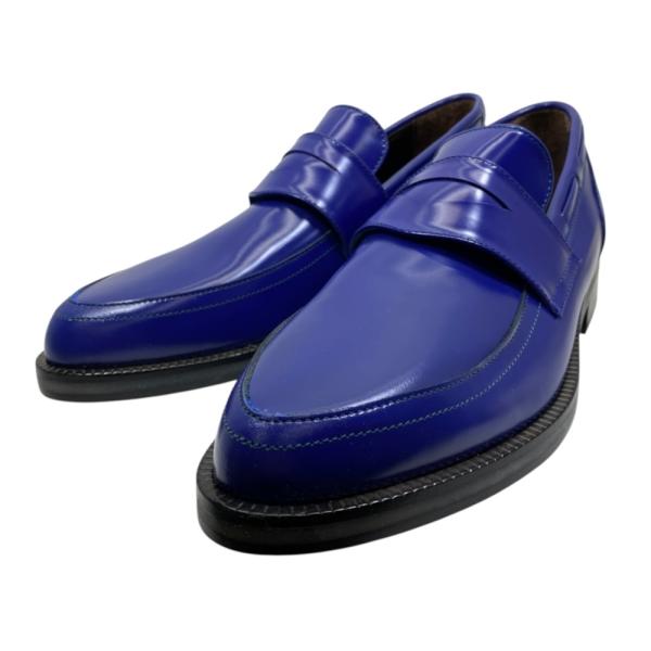 未使用 JIMMY CHOO ジミーチュウ ペニーローファー レザー ブルー (サイズ39.5 約2...