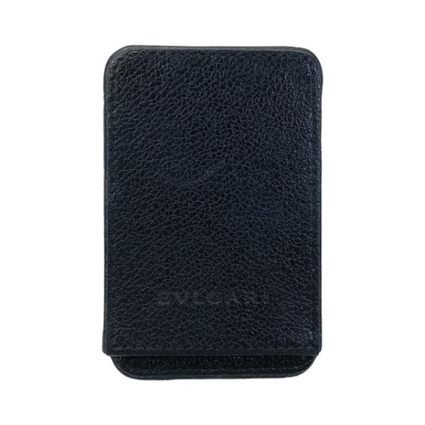 ブルガリ スライド式 名刺入れ パスケース カードケース コンパクト ロゴ レザー ブラック BVL...