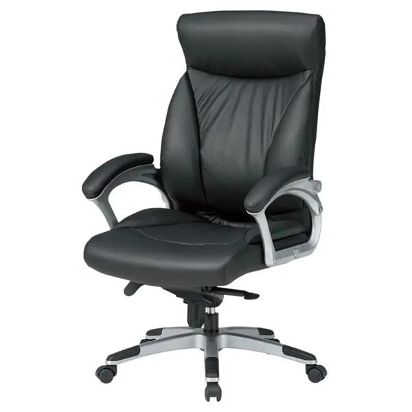 マネージャーチェア　肘付き　本革張りチェア　ブラック FTX-15