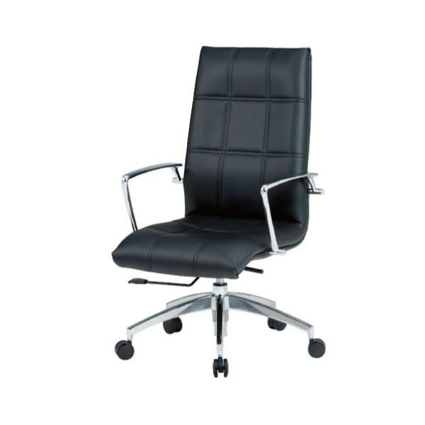 マネージャーチェア　肘付き　ビニールレザー　ブラック FTX-18