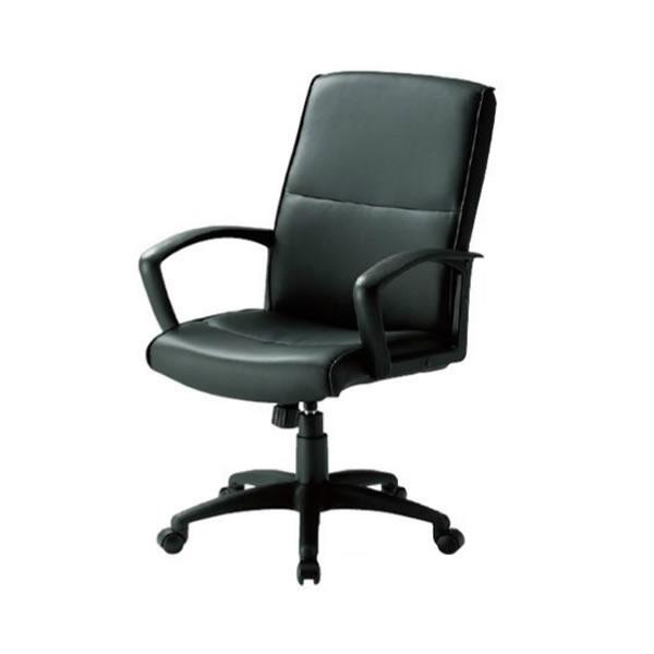 マネージャーチェア　肘付き　ウレタンレザー張り　ブラック FTX-3L
