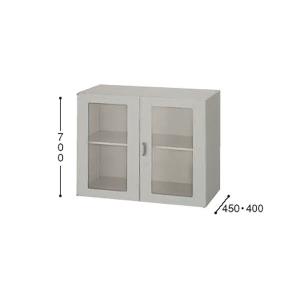 収納庫　NW型　ガラス両開き書庫　奥行き450mm　 NW-0907KG-AW