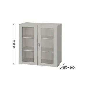 収納庫　NW型　ガラス両開き書庫　奥行き450mm　 NW-0909KG-AW