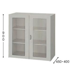 収納庫　NWS型　ガラス両開き書庫　奥行き400mm　 NWS-0909KG-AW